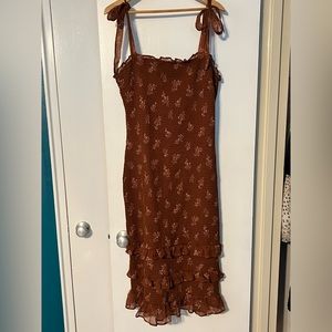 Abercrombie brown ruffle dress